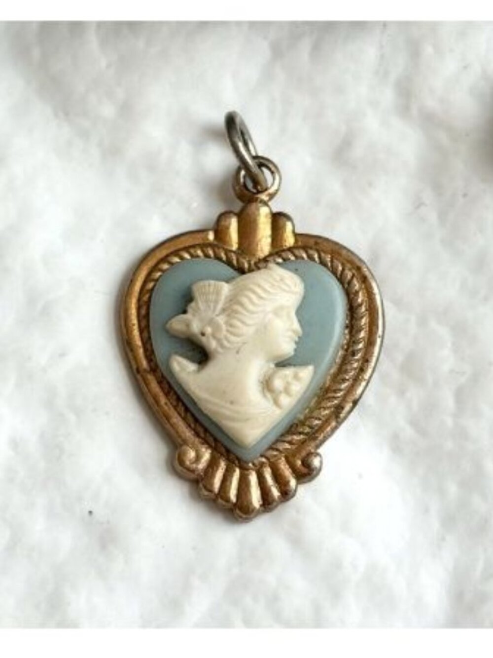 Heart Shaped Gold Toned Cameo Vintage Pendant | Charm